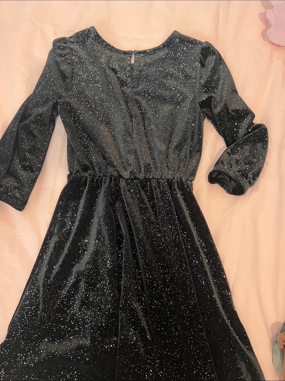 GAP Sparkle Velvet Black Dress with Silver Glitter